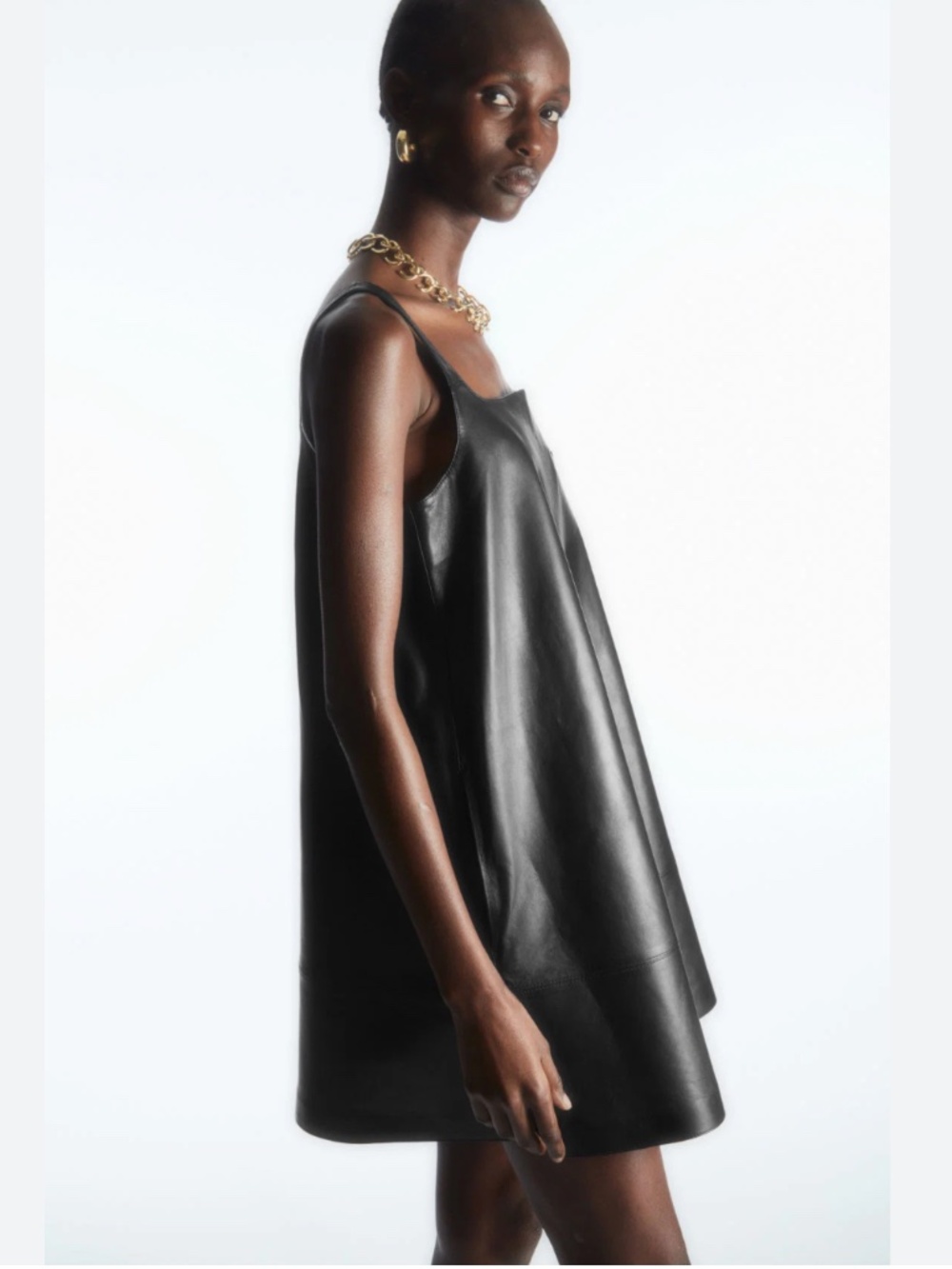 COS Leather Mini Pinafore Dress